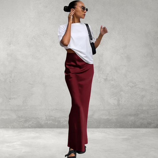 Elegante Satijn Trompetrok – Slanke Hoge Taille Rok voor Dames