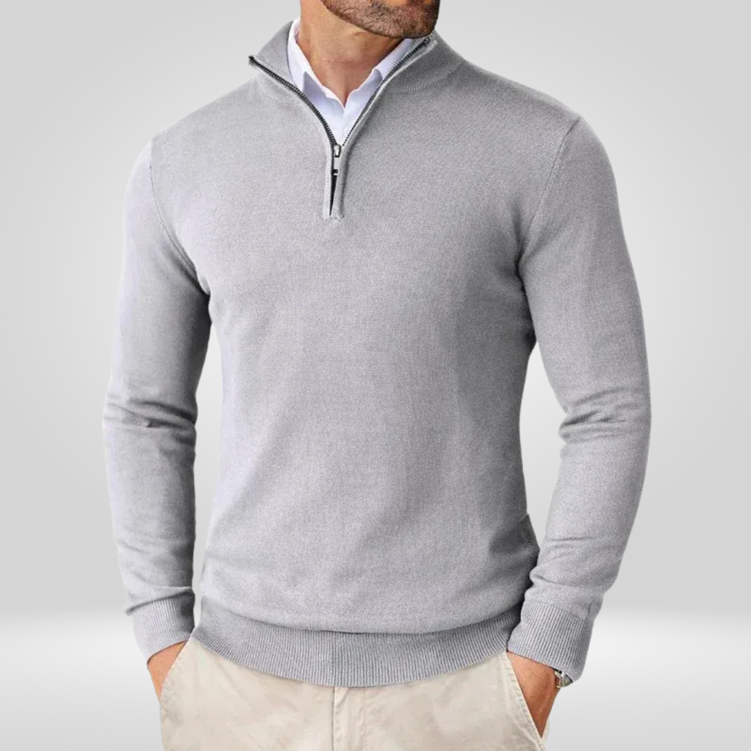 Heren Quarter Zip Trui - Slim Fit Sport Pullover met Mock Neck