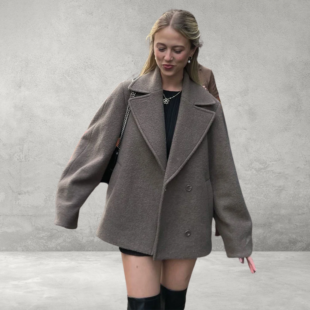 Vintage Dames Jas - Casual Wollen Overjas met Lapel en Lange Mouwen