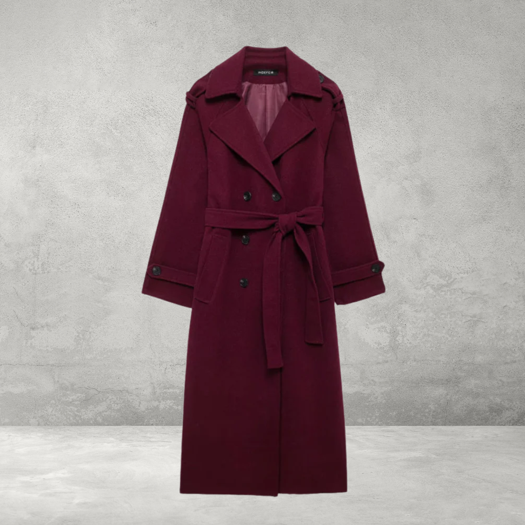 Bordeaux Damesmantel – Oversized Jas met Luxe Afwerking