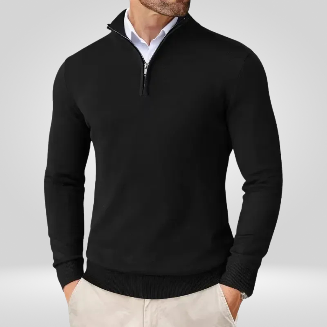 Heren Quarter Zip Trui - Slim Fit Sport Pullover met Mock Neck