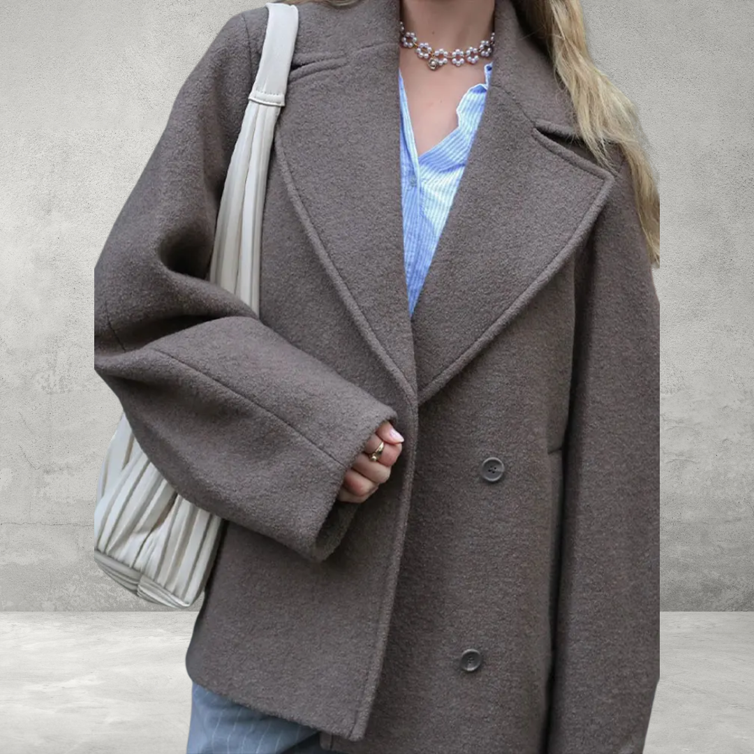 Vintage Dames Jas - Casual Wollen Overjas met Lapel en Lange Mouwen