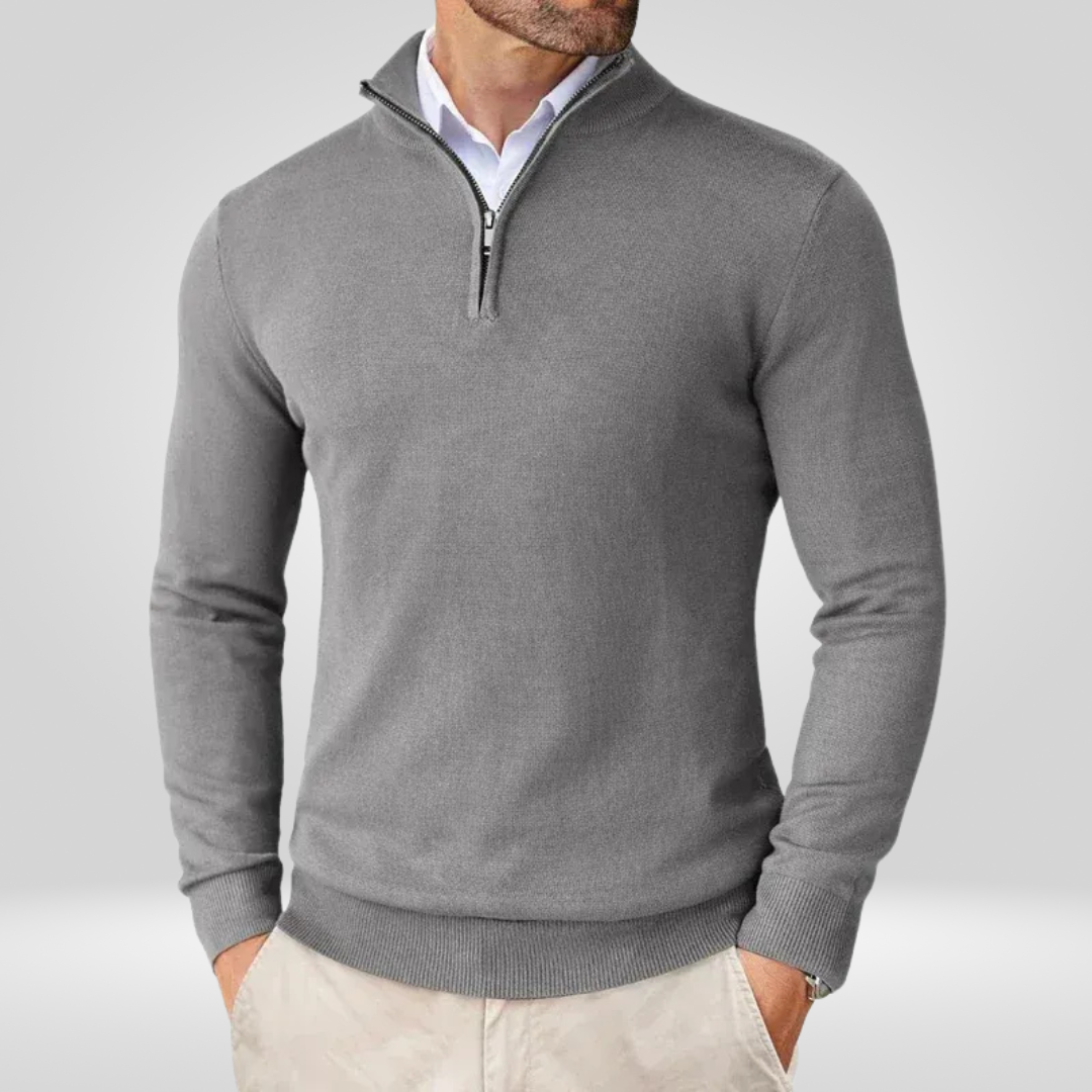 Heren Quarter Zip Trui - Slim Fit Sport Pullover met Mock Neck