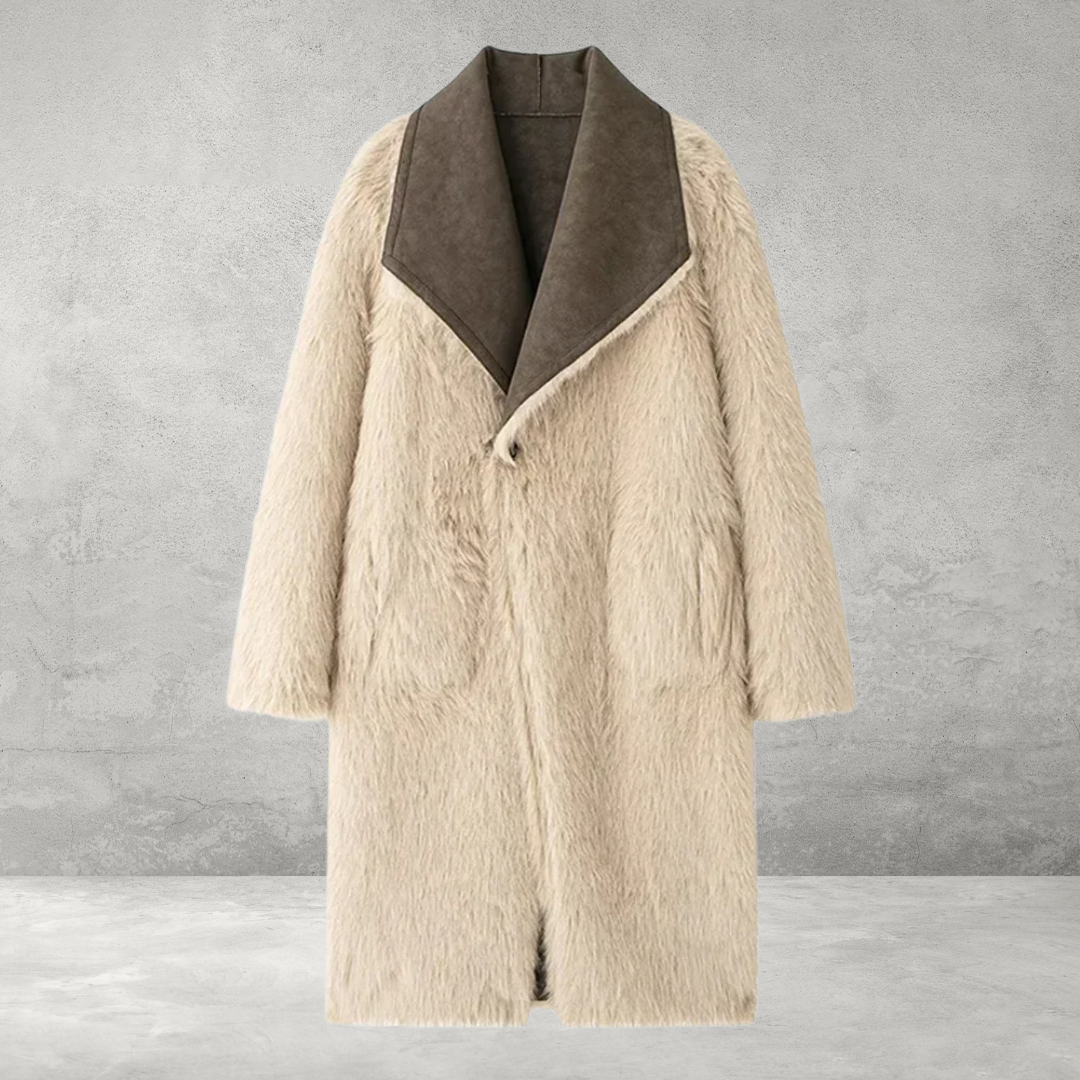 Vintage Leren Bontjas Dames - Lange Winterjas, Dubbelzijdig Chic