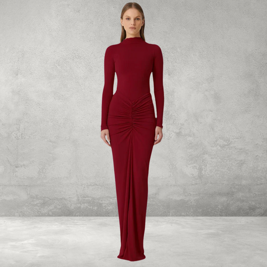 Maxi Jurk voor Dames – Met Lange Mouwen en Hoge Taille