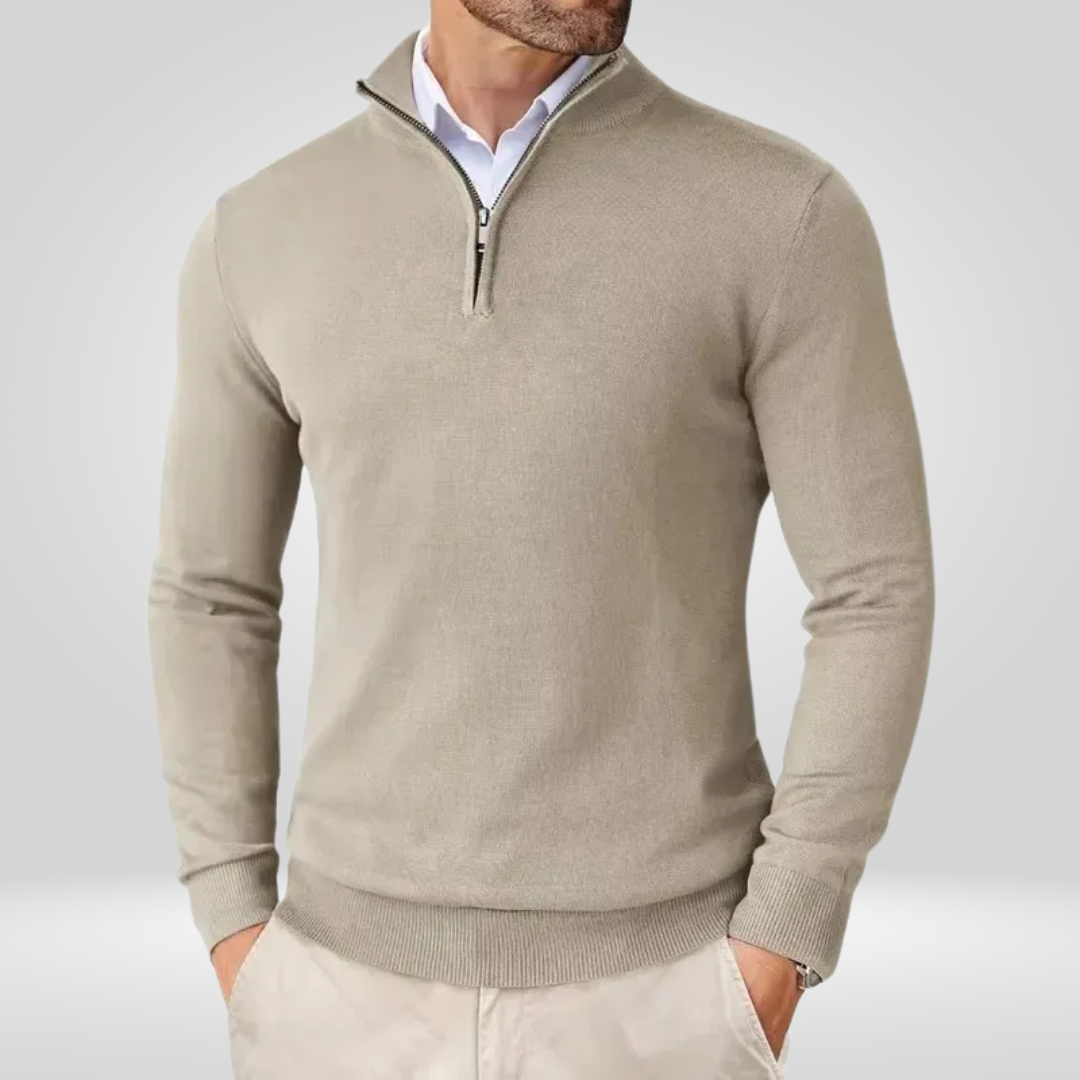 Heren Quarter Zip Trui - Slim Fit Sport Pullover met Mock Neck