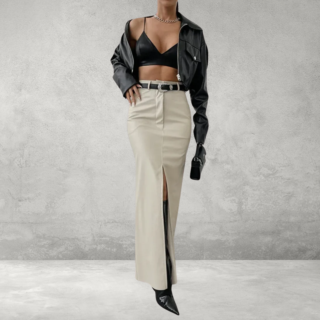 Luxe Leren Rok voor Dames – Hoge Taille