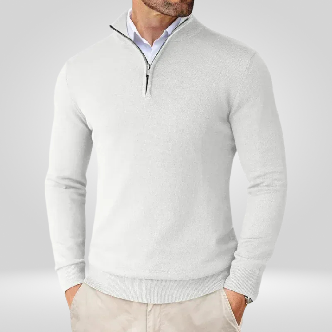 Heren Quarter Zip Trui - Slim Fit Sport Pullover met Mock Neck