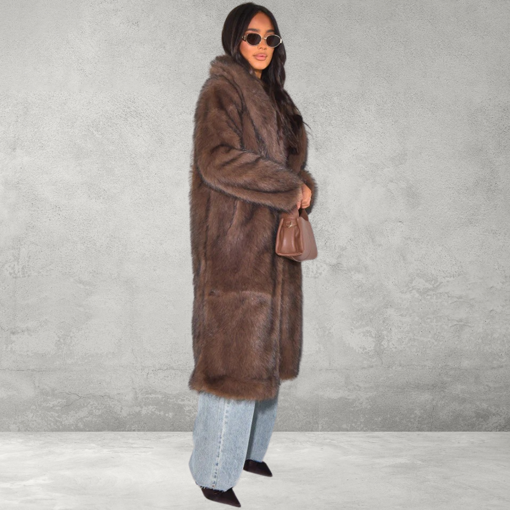 Premium Oversized Fur Coat voor Dames – Luxe en Warm Design