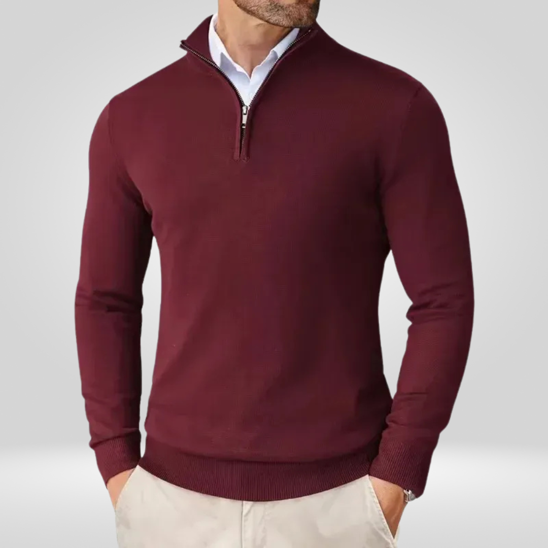 Heren Quarter Zip Trui - Slim Fit Sport Pullover met Mock Neck