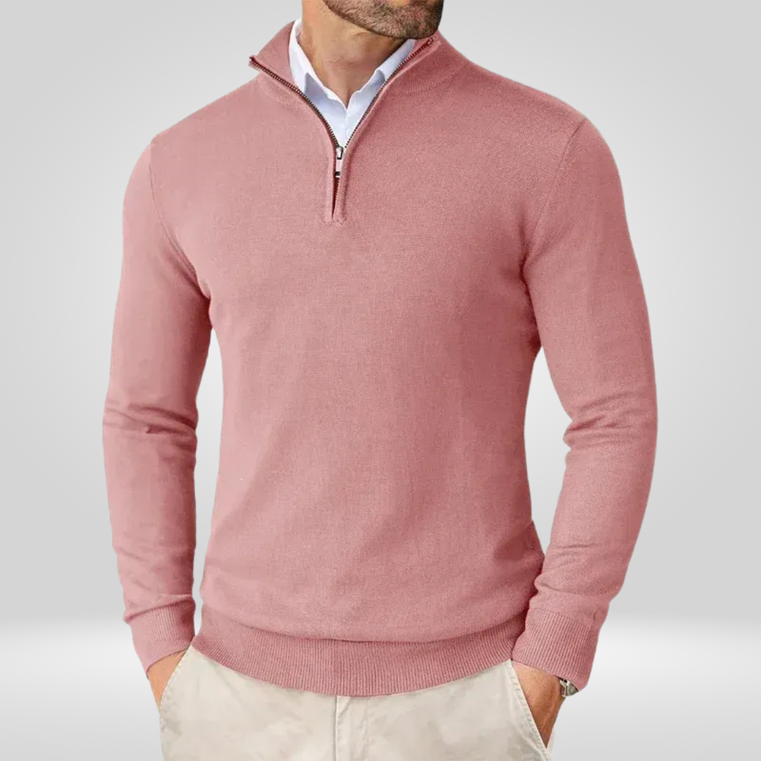Heren Quarter Zip Trui - Slim Fit Sport Pullover met Mock Neck