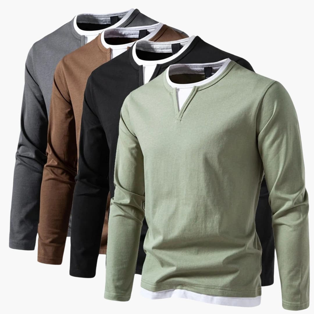 Heren Longsleeve T-shirt – Slim Fit met V-hals