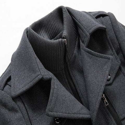 Heren Wintermantel – Luxe Wolmix Jas met Rits en Knopen