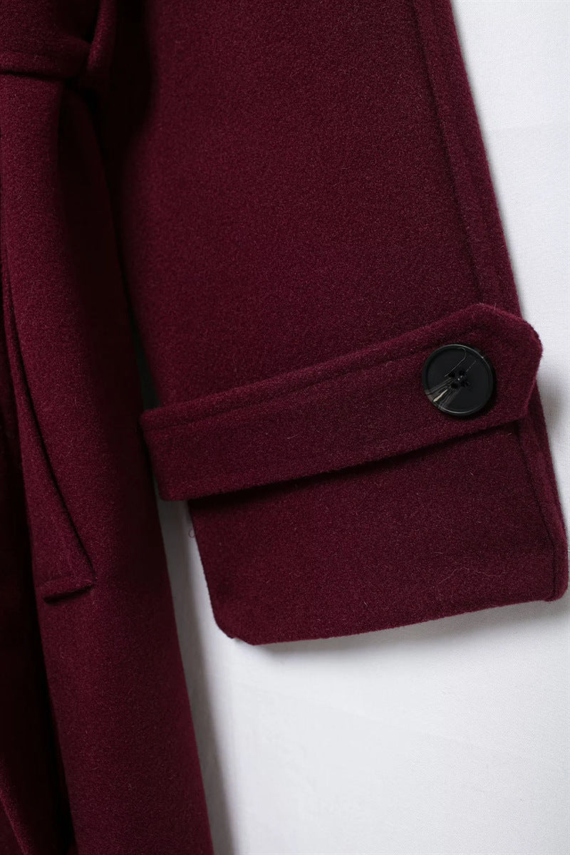 Dames Mantel – Bordeauxrode Oversized Jas van katoenmix
