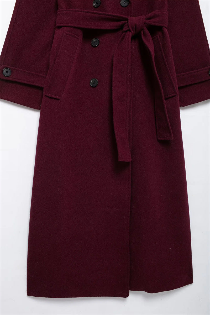 Dames Mantel – Bordeauxrode Oversized Jas van katoenmix