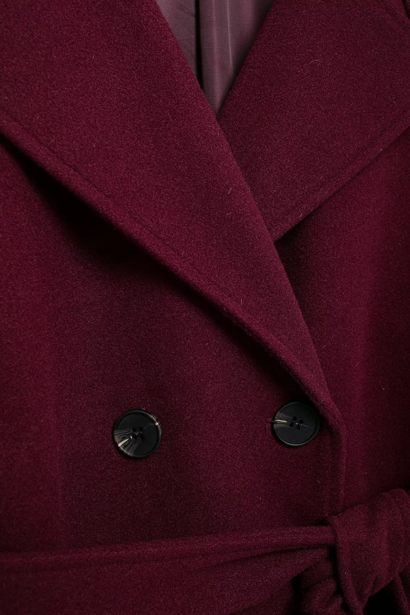 Dames Mantel – Bordeauxrode Oversized Jas van katoenmix