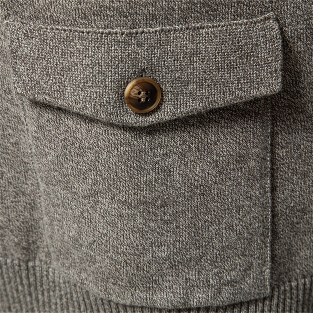 Heren Gebreid Katoenen Vest – Casual Comfort met Mock-Hals