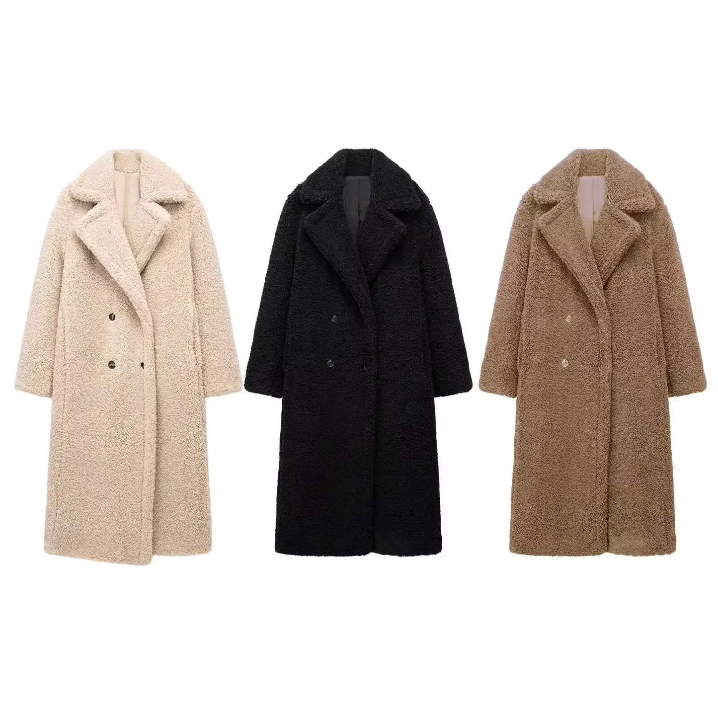 Luxe Wintermantel voor Dames – Dubbelrijige Wolmix Overjas met Klassieke Revers