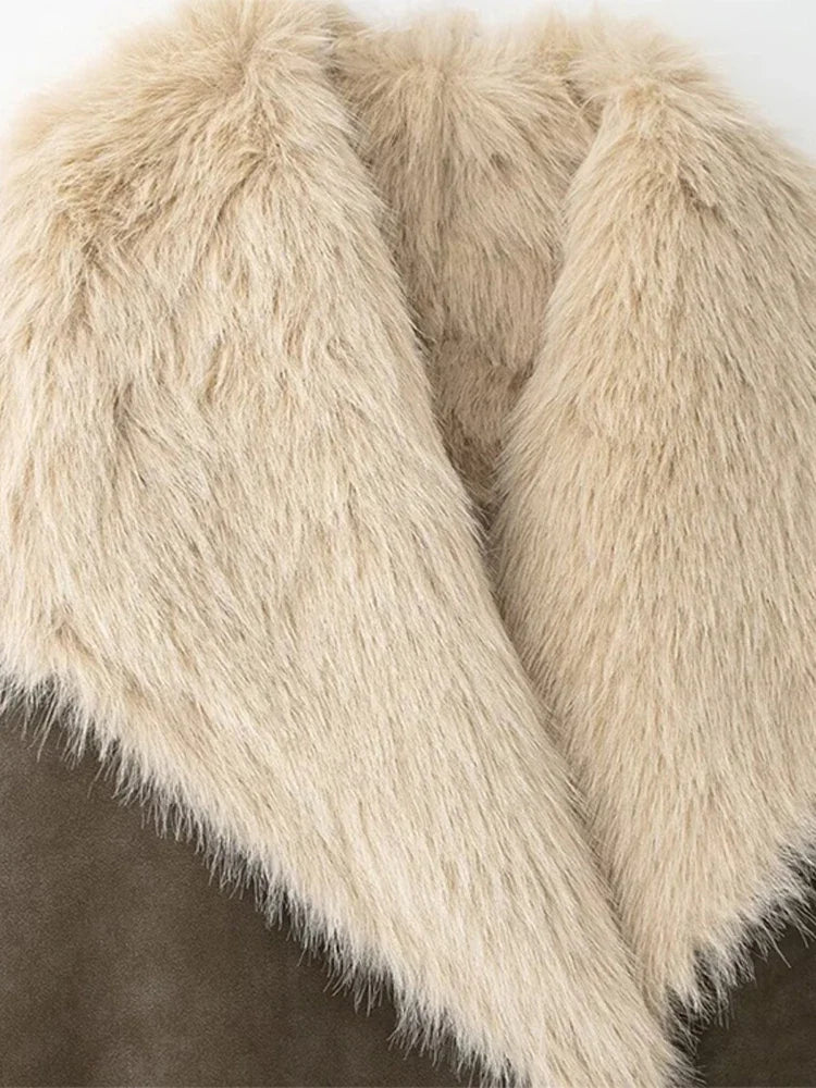 Vintage Leren Bontjas Dames - Lange Winterjas, Dubbelzijdig Chic