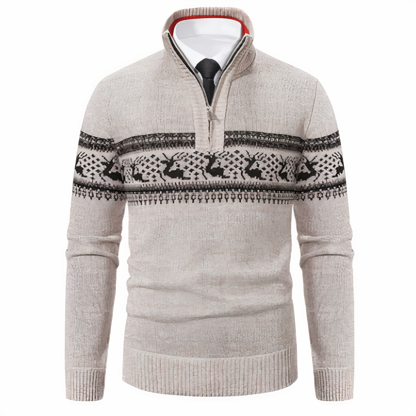 Heren Trui met Halve Rits – Comfortabele Casual Pullover van Katoenmix