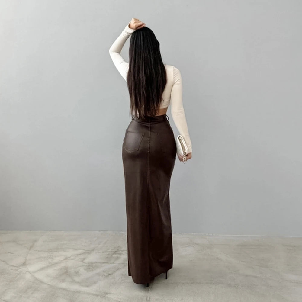 Luxe Leren Rok voor Dames – Hoge Taille