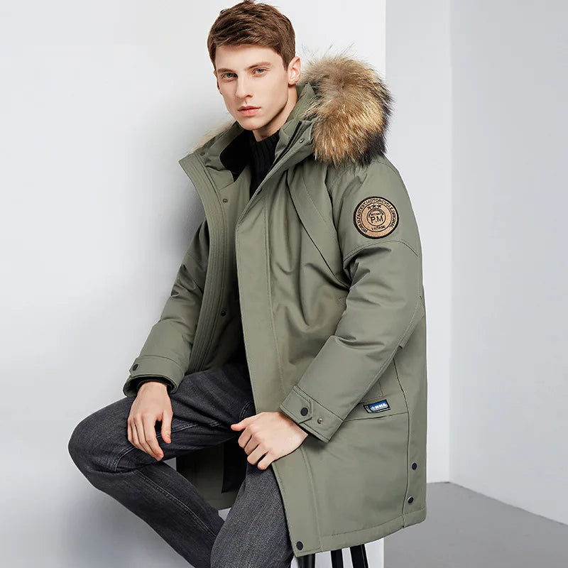 Heren Donsjas – Warme Mid-Length Winterjas met Eendendons