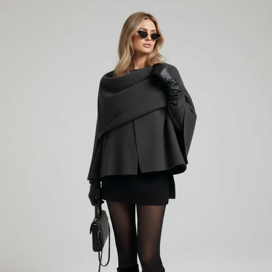 Dames Wollen Jas met Sjaaldetail – Chique en Warme Winterjas