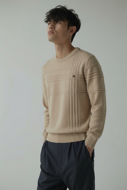 Heren Gebreide Pullover – Slim Fit Trui van Ademend Katoenmix
