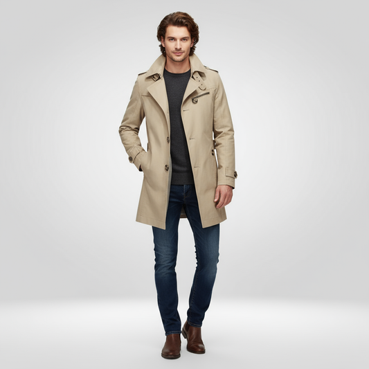 Heren Trenchcoat – Elegante Bescherming voor Veranderlijk Weer