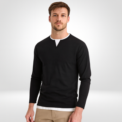 Heren Longsleeve T-shirt – Slim Fit met V-hals