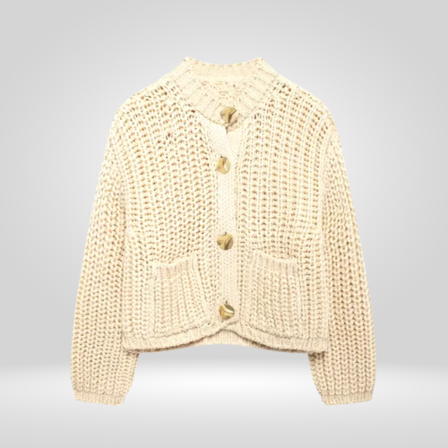 Beige Gebreid Vest voor Dames – Elegant en Comfortabel met Knopen