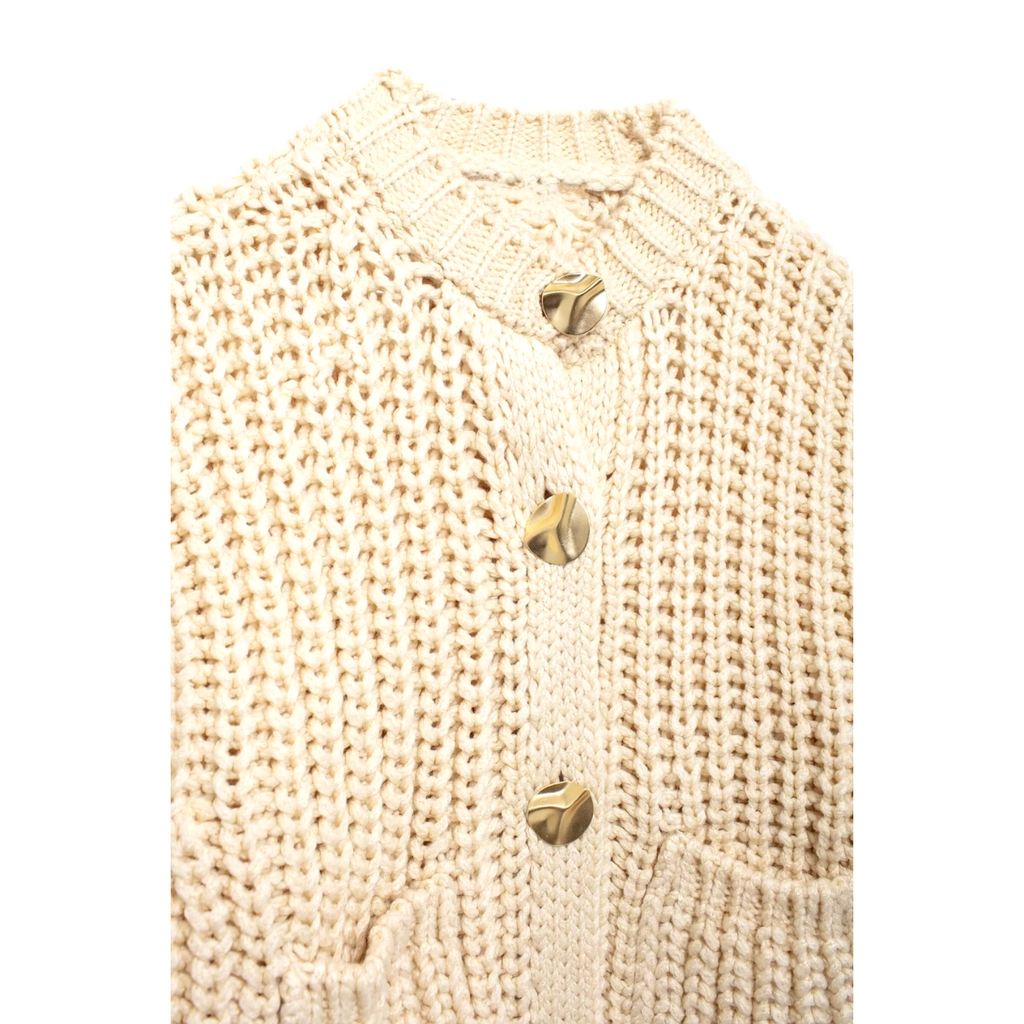 Beige Gebreid Vest voor Dames – Elegant en Comfortabel met Knopen