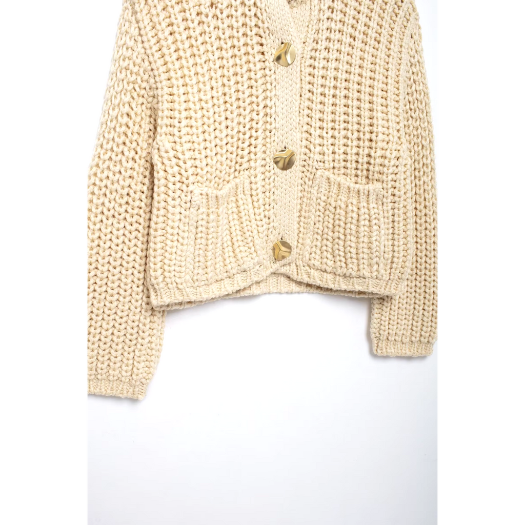 Beige Gebreid Vest voor Dames – Elegant en Comfortabel met Knopen