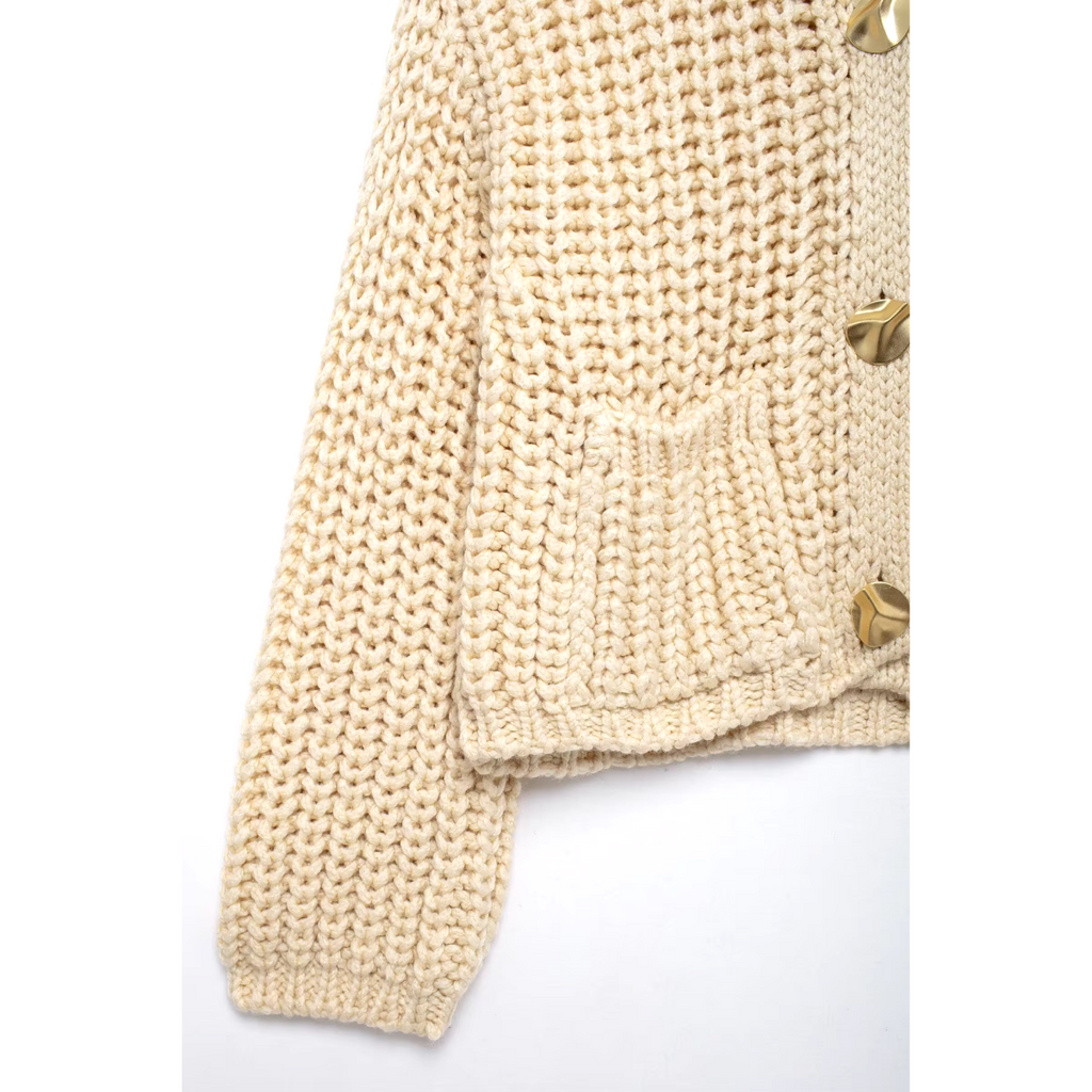 Beige Gebreid Vest voor Dames – Elegant en Comfortabel met Knopen