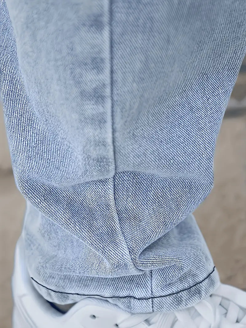 Heren Straight Fit Spijkerbroek– Lichte Wassing en Comfortabele Pasvorm