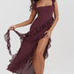 Dames Ruffle Maxi Jurk – Mouwloos, Elegante Pasvorm & Zomerlook