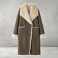 Vintage Leren Bontjas Dames - Lange Winterjas, Dubbelzijdig Chic