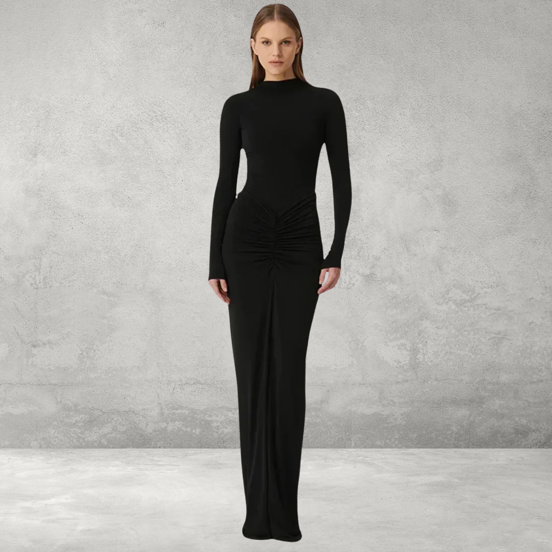 Maxi Jurk voor Dames – Met Lange Mouwen en Hoge Taille