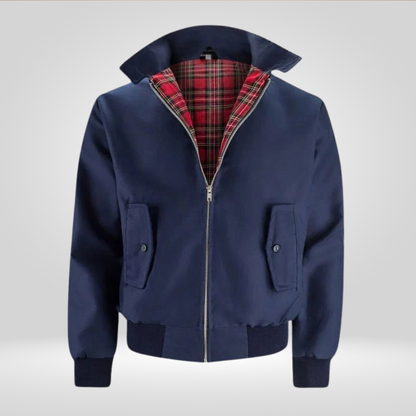 Retro Herenjas – Tijdloos Design met Tartan Voering en Ritssluiting