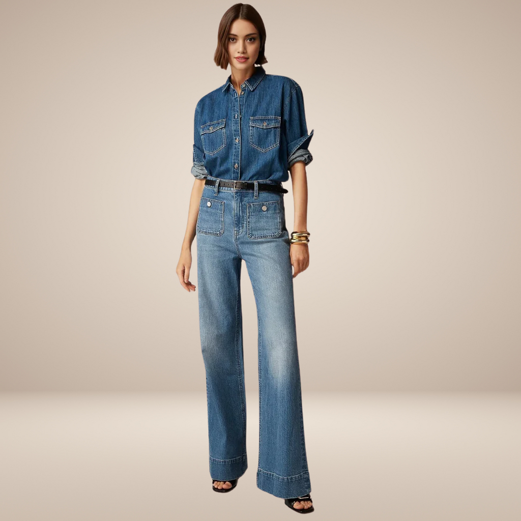 Hoge Taille Jeans voor Dames – Wijde Pijpen en Comfortabele Pasvorm