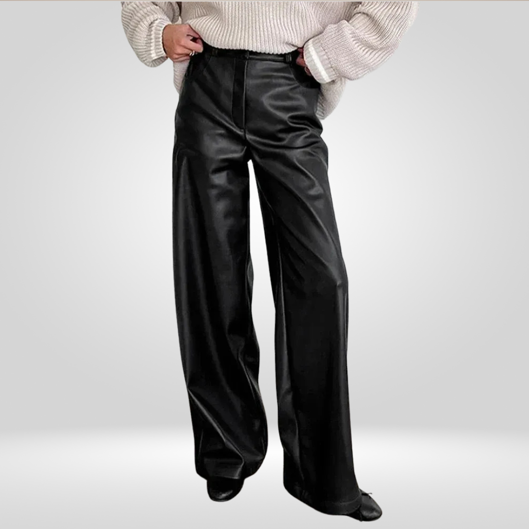 Leren High Waist Broek | Dames Leren Broek met Hoge Taille