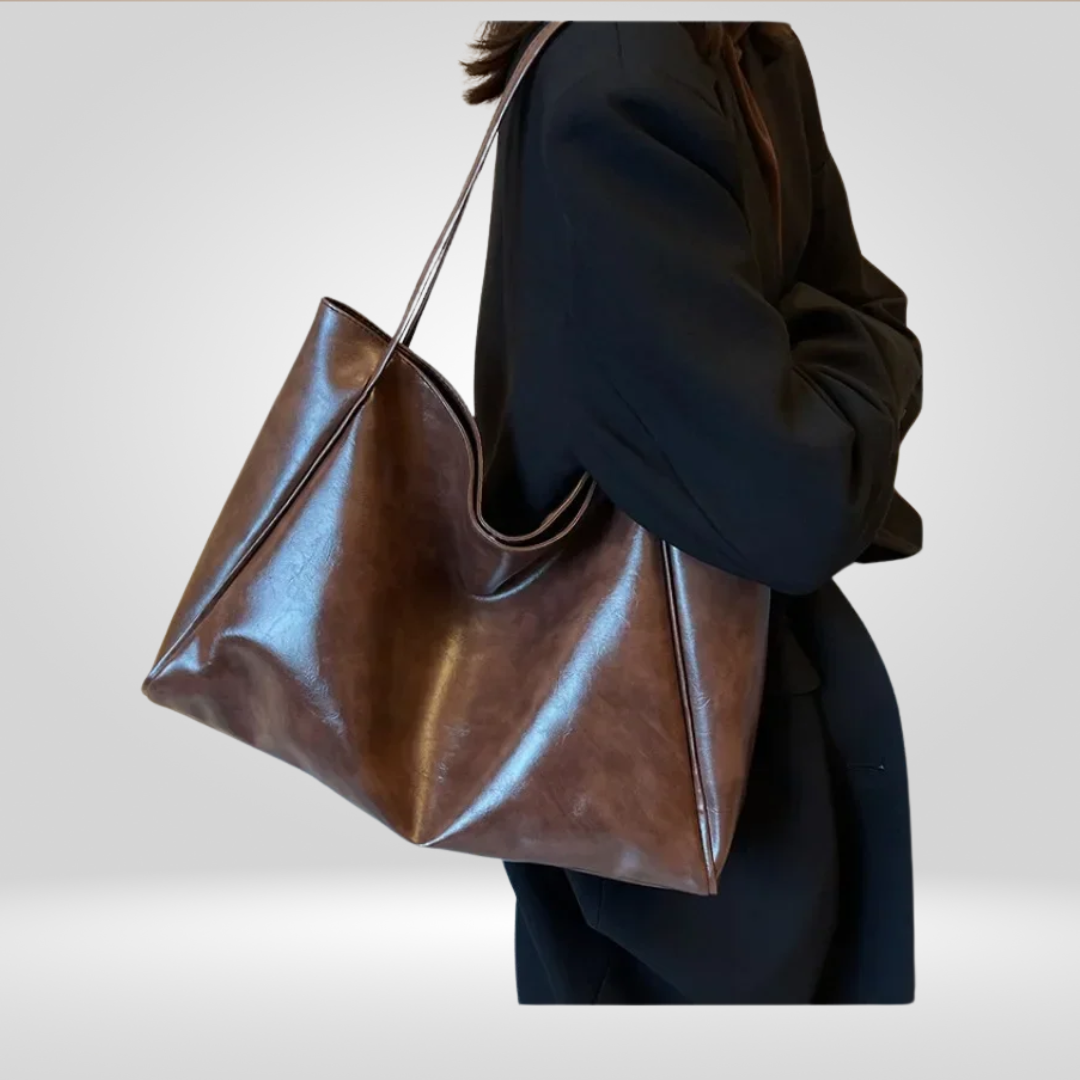 Dames Retro Bucket Tote – Met Onderarm Pouch en Brede Hengsels