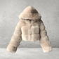 Luxe Cropped Hoodie | Pluche Kunstbont Jas met Rits voor Dames