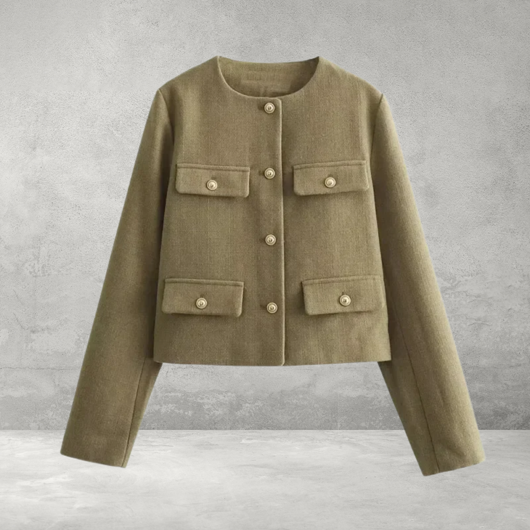 Dames Cropped Jas - Elegante Korte Jas met Knopen