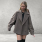 Vintage Dames Jas - Casual Wollen Overjas met Lapel en Lange Mouwen