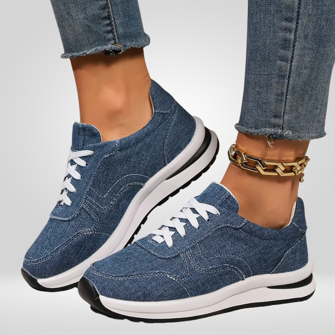 Dames Denim Sneakers –Dikke Zool & Comfortabele Pasvorm