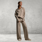 Dames Gebreide Set – 2-Delig met Polo Nek Sweater & Wijde Broek