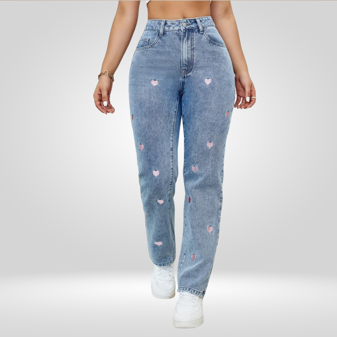 Geborduurde Hart Jeans voor Dames
