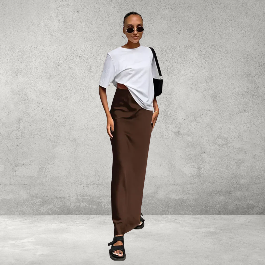 Elegante Satijn Trompetrok – Slanke Hoge Taille Rok voor Dames