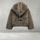 Bruine Faux Fur Winterjas met Riem & Knopen